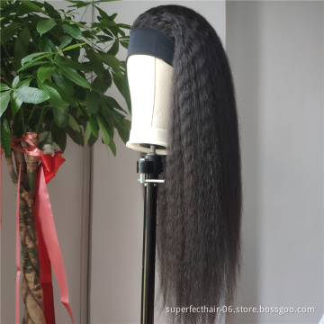 150% Density Yaki Headband Wig Human Hair For Black Women With Headband Malaysian Kinky Straight Headband Human Hair Wigs